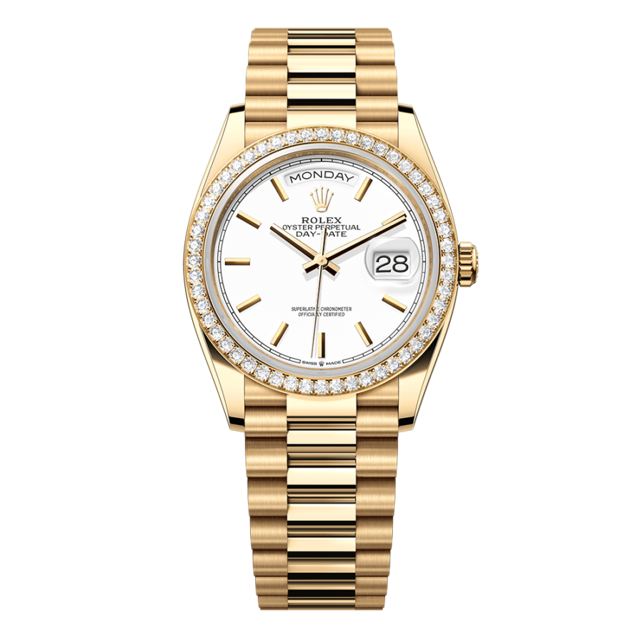2023 High Quality cheapest rolex for Men’s Day Date 36MM m128348rbr-0047 18 kt yellow gold with a white Dial