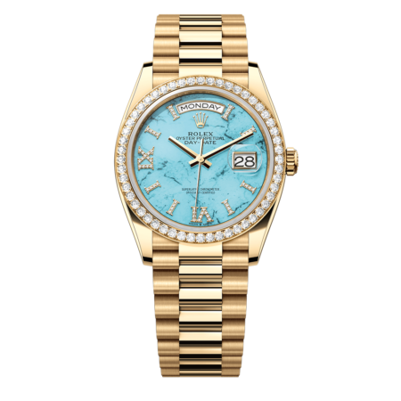 2023 High Quality cheapest rolex for Men’s Day Date 36MM m128348rbr-0037 turquoise, diamond-set Dial