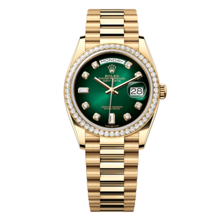 2023 High Quality cheapest rolex for Men’s Day Date 36MM m128348rbr-0035 green ombré, diamond-set Dial