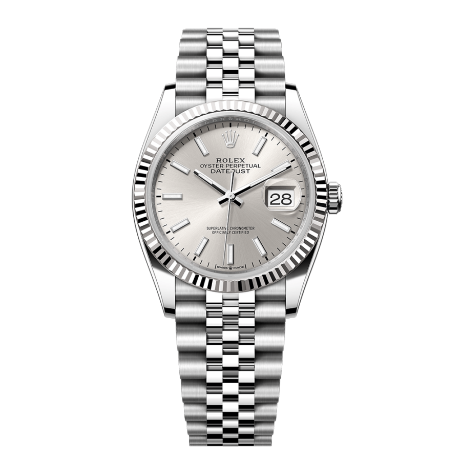 2023 High Quality rolex super clone watch Unisex Datejust 36MM m126234-0013 white gold features a silver dial