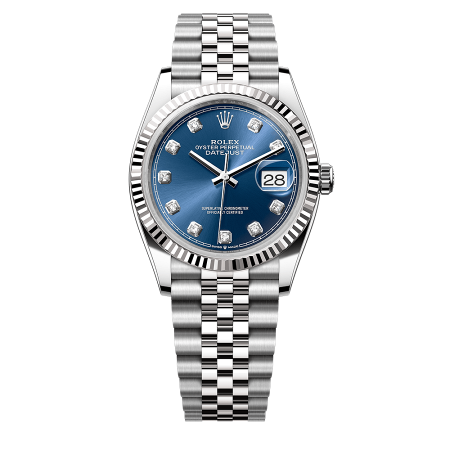 2023 High Quality rolex super clone watch Unisex Datejust 36MM m126234-0037 bright blue, diamond-set dial