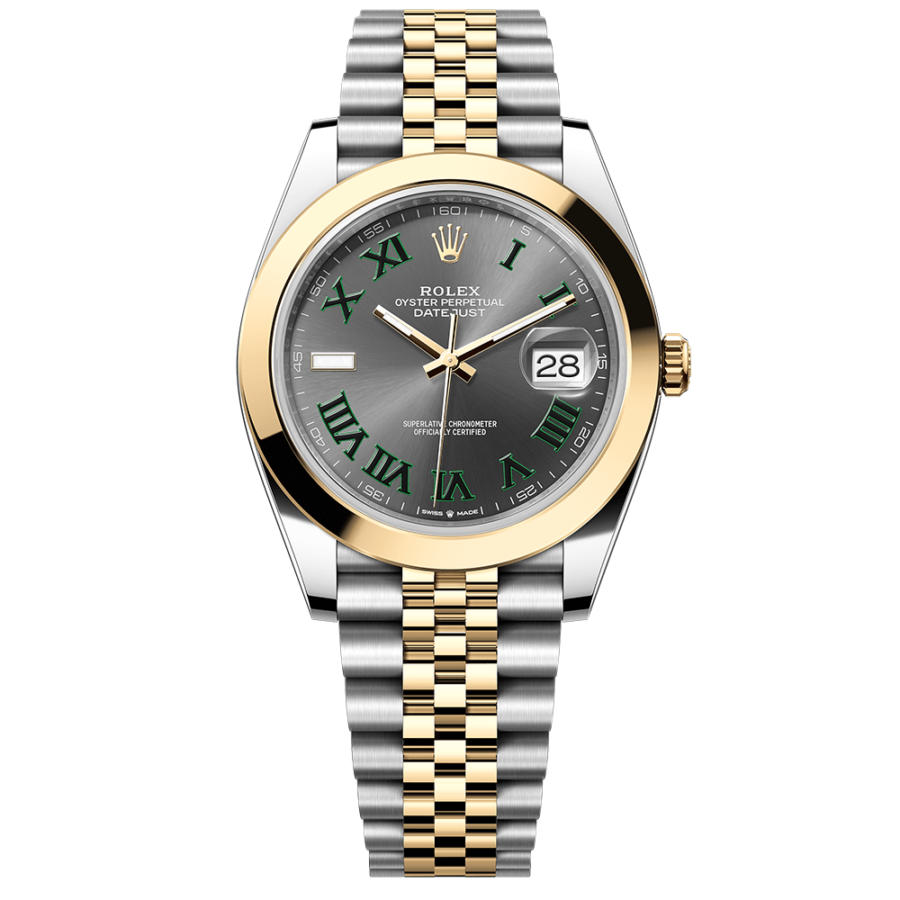 2023 High Quality fake rolex watch Datejust Men’s 41MM m126303-0020 yellow gold features a slate dial