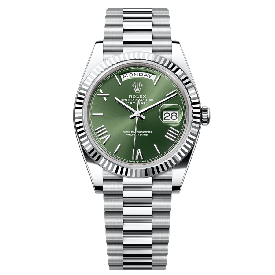 2023 High Quality fake rolex watch Men’s Day Date 40MM olive green Dial m228236-0008