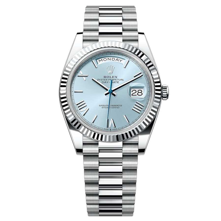 2023 High Quality fake rolex watch Men’s Day Date 40MM ice-blue Dial m228236-0012