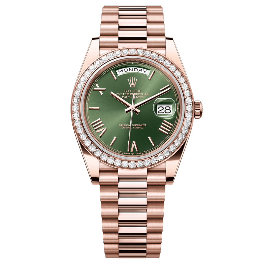 2023 High Quality rolex replica Men’s Day Date 40MM m228345rbr-0011 olive green dial