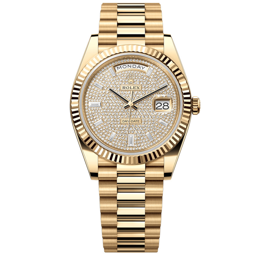 2023 Top-quality super clone rolex watches Men’s Day Date 40MM m228238-0054 diamond-paved Dial