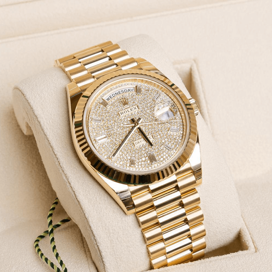 2023 Top-quality rolex watches dupe Men’s Day Date 40MM m228238-0054 diamond-paved Dial