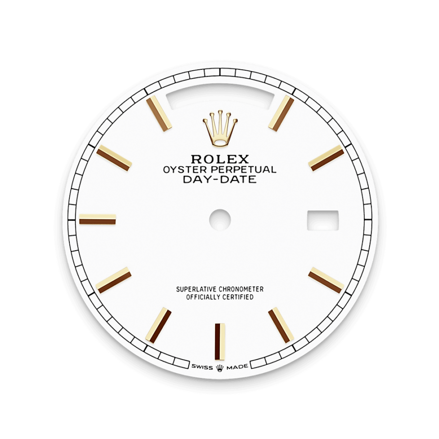2023 High Quality bootleg rolex watches Men’s Day Date 36MM m128348rbr-0047 18 kt yellow gold with a white Dial