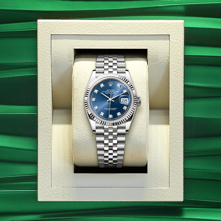2023 High Quality Copy of rolex watch Unisex Datejust 36MM m126234-0037 bright blue, diamond-set dial