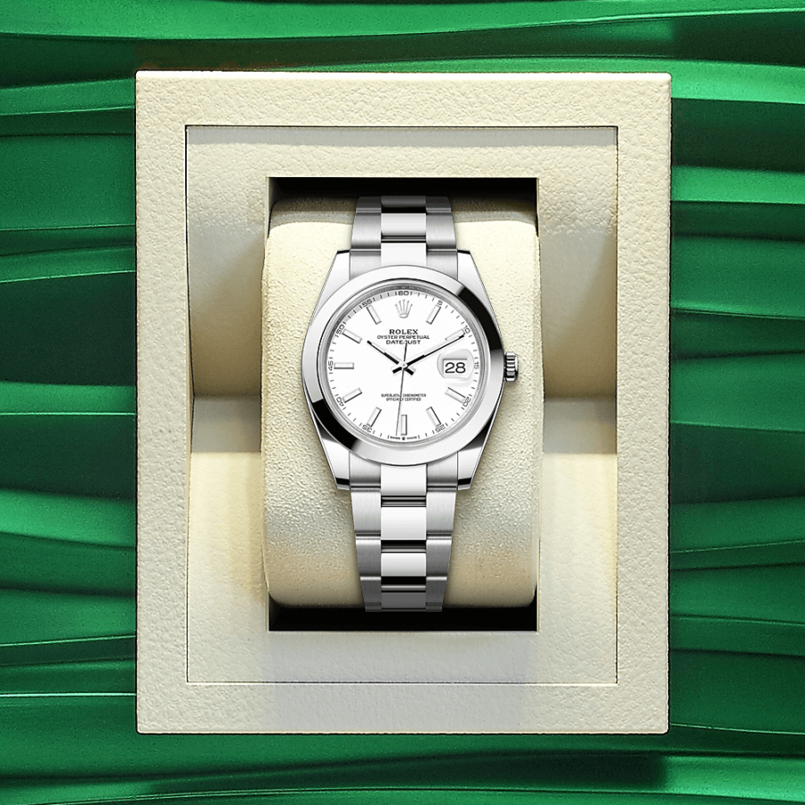 2023 High Quality Copy of rolex watch Datejust Men’s 41MM m126300-0005 white dial and an Oyster bracelet