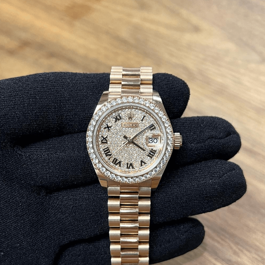 2023 High Quality Copy of rolex watch Ladies Lady Datejust 28MM diamond-paved Dial m279135rbr-0021