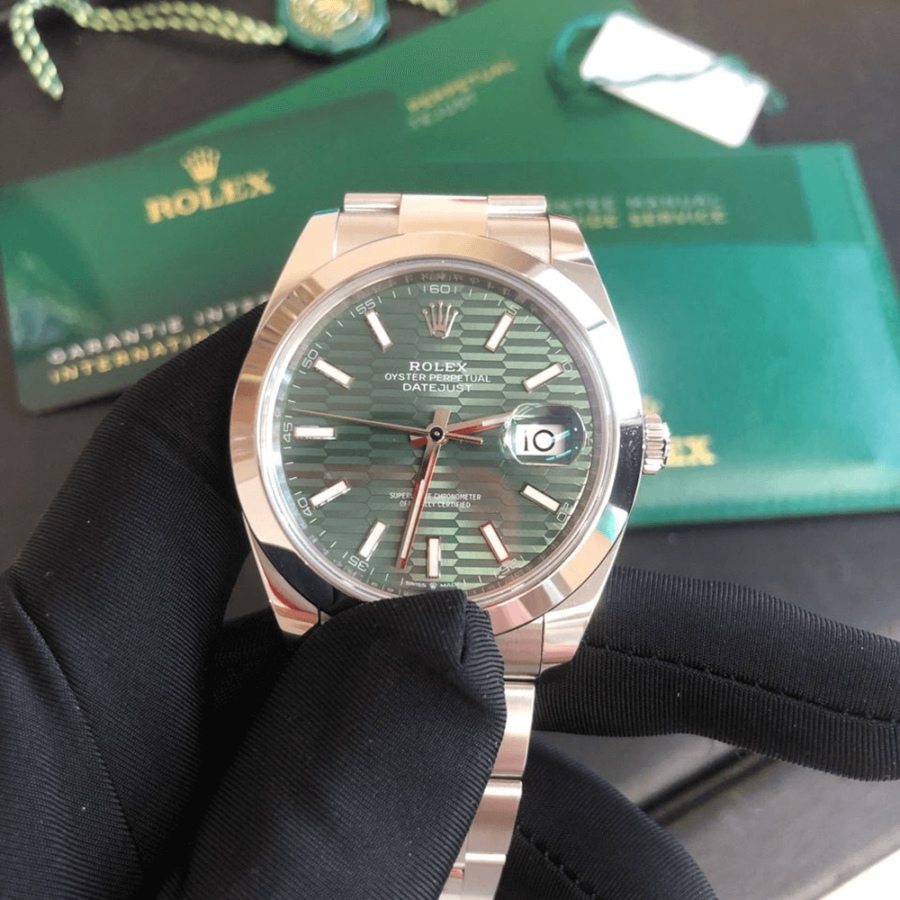 2023 High Quality Copy of rolex watch Datejust Men’s 41MM m126300-0021 mint green, fluted-motif dial