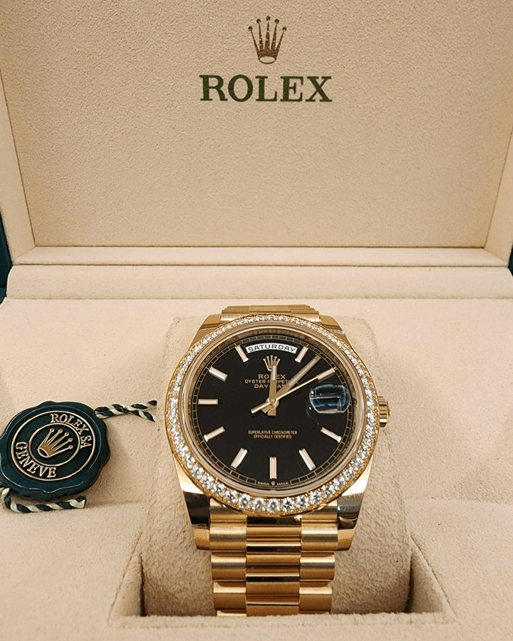 2023 High Quality reproduction rolex Men’s Day Date 40MM m228348rbr-0043 bright black dial