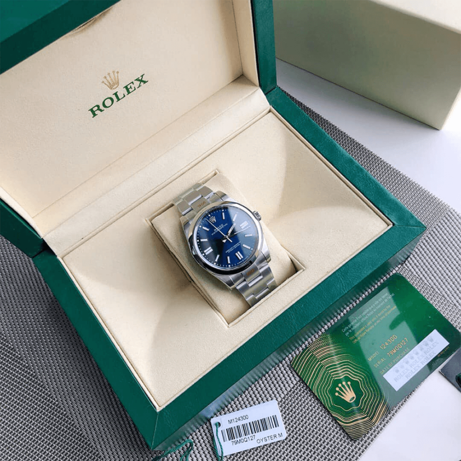 2023 High Quality Copy of rolex watch Men’s oyster perpetual m124300-0003 41MM bright blue dial