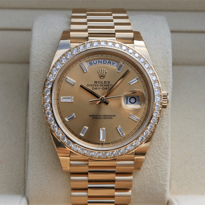 2023 High Quality reproduction rolex Men’s Day Date 40MM m228348rbr-0008 champagne-colour dial