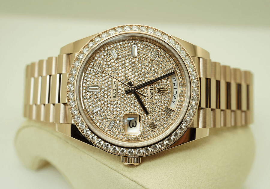 2023 High Quality reproduction rolex Men’s Day Date 40MM m228345rbr-0002 diamond-paved dial