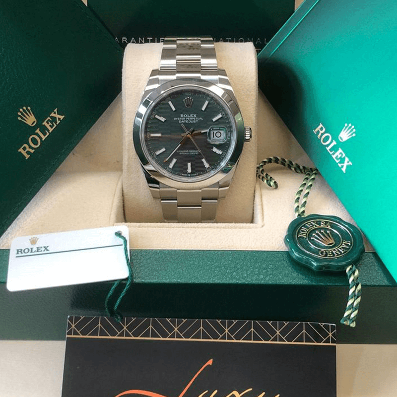 2023 High Quality Copy of rolex watch Datejust Men’s 41MM m126300-0021 mint green, fluted-motif dial