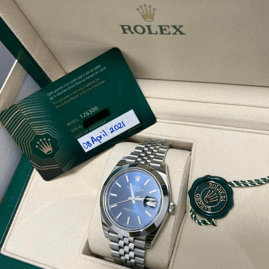 2023 High Quality Copy of rolex watch Datejust Men’s 41MM m126300-0002 bright blue dial