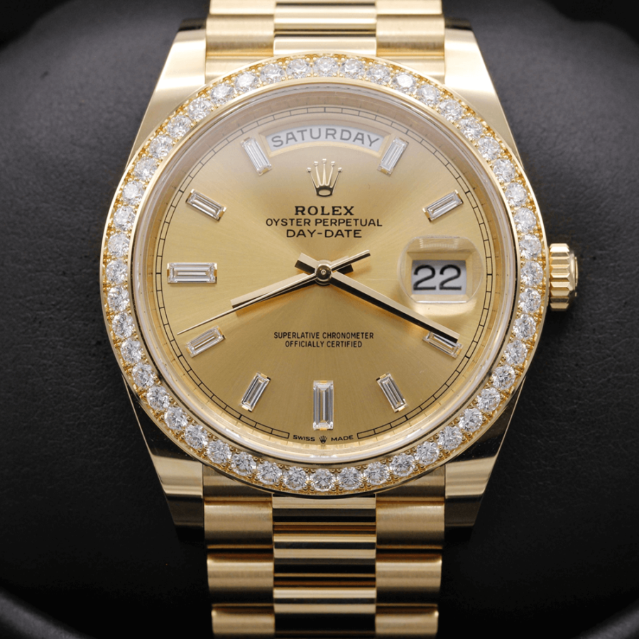 2023 High Quality reproduction rolex Men’s Day Date 40MM m228348rbr-0008 champagne-colour dial