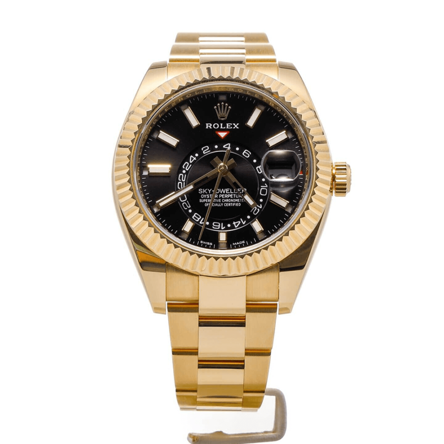 2023 High Quality rolex replica Men’s sky-dweller 42MM m336938-0002 18 kt yellow gold with a bright black dial