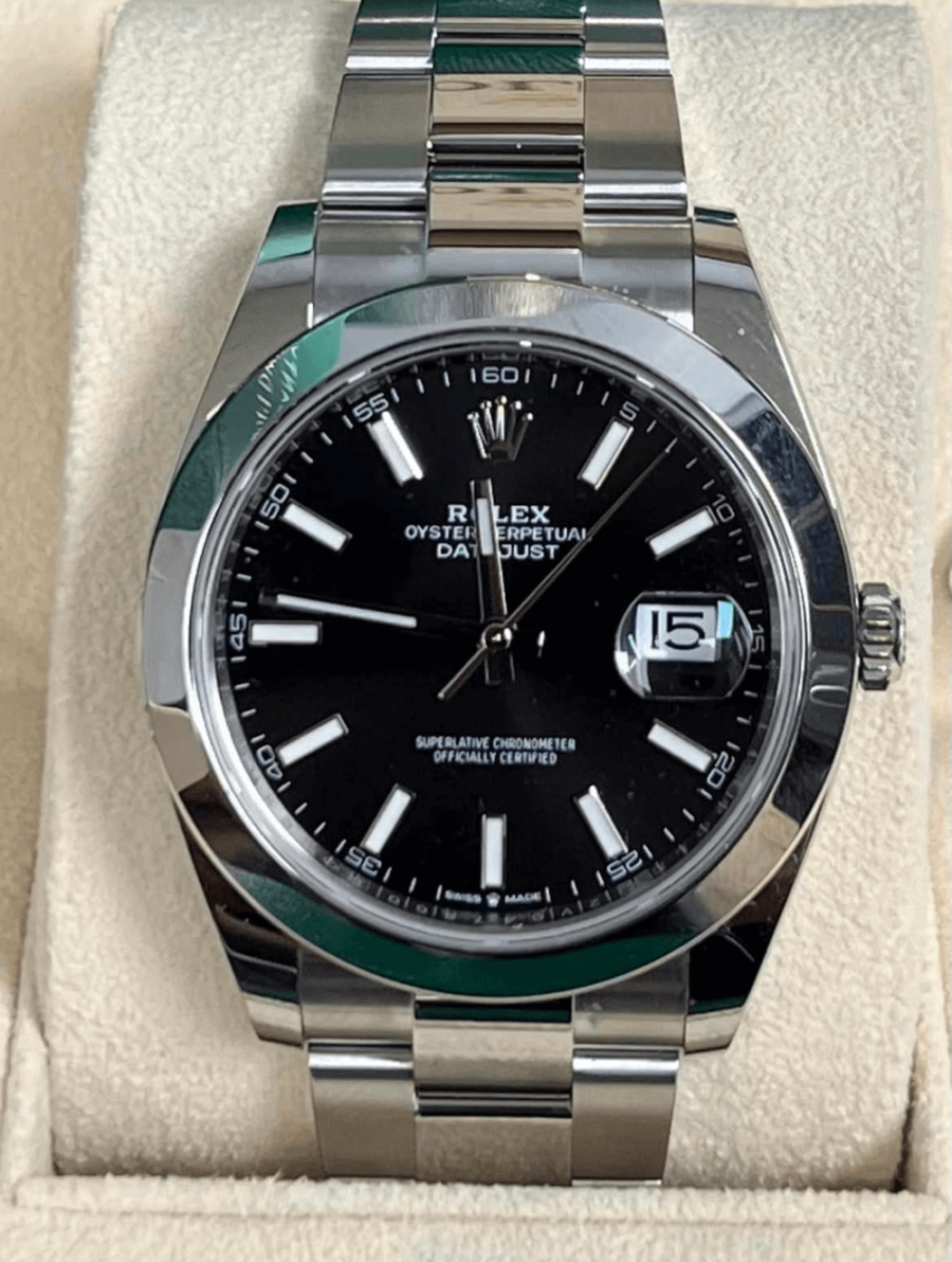 2023 High Quality Copy of rolex watch Datejust Men’s 41MM m126300-0011 bright black dial and an Oyster bracelet