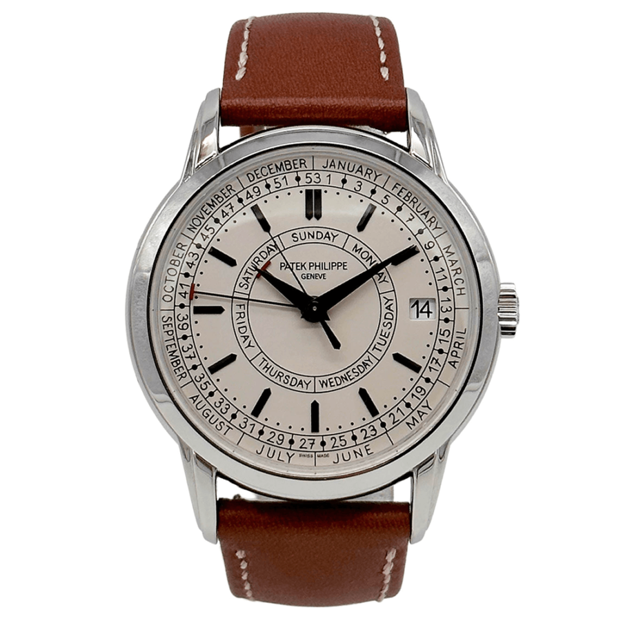 High Quality Replica patek philippe male 40MM COMPLICATIONS 5212A-001 Silvery opaline dial, Calfskin strap