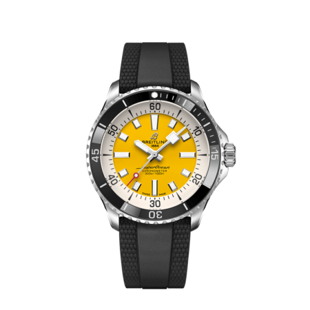 High Quality Replica Breitling male 42MM Superocean A17375211I1S1 yellow Dial Rubber Strap