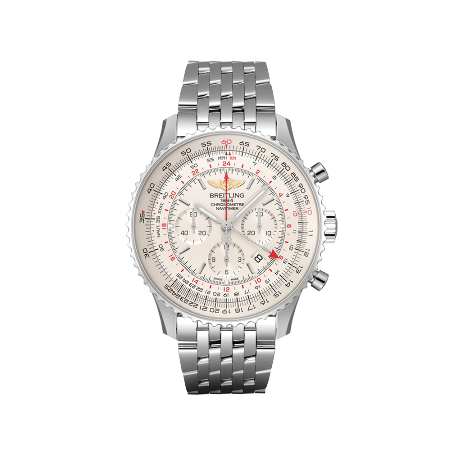 High Quality Replica Breitling male 48MM Navitimer AB0441211G1A1 Pearl White Dial Stainless steel