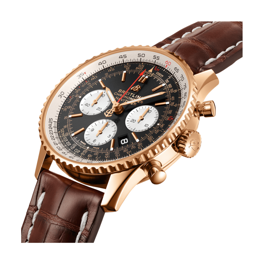 High Quality Replica Breitling male 41MM Navitimer RB0121211B1P1 black Dial Alligator leather