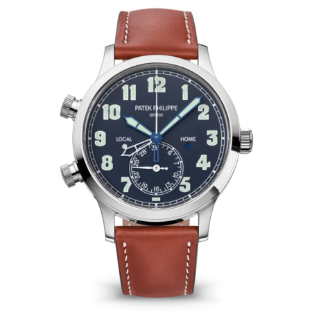 High Quality Replica patek philippe male 42mm COMPLICATIONS 5524G-001 Blue varnished dial,Calf leather strap
