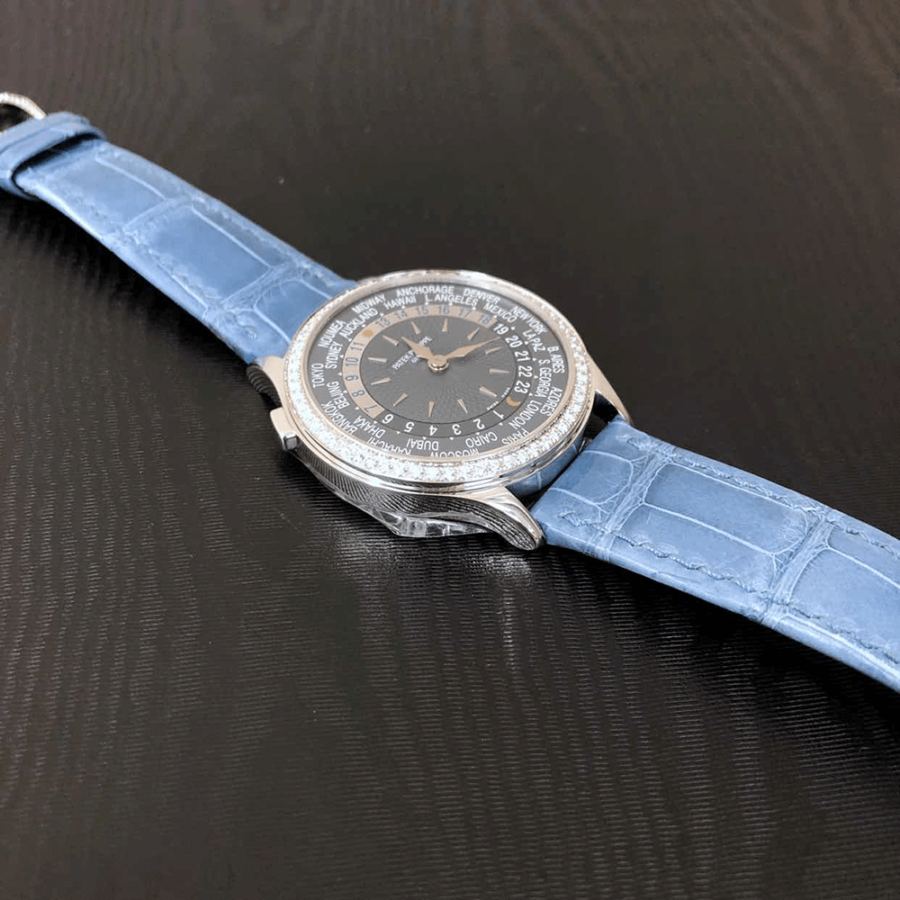 High Quality Replica patek philippe Female 36mm COMPLICATIONS 7130G-016 Gray-blue dial,Alligator strap