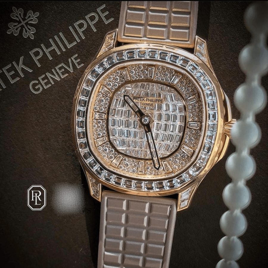 High Quality Replica Patek Philippe Female 38.8MM Aquanaut 5062/450R-001 Rose gold Dial Tropical composite Strap