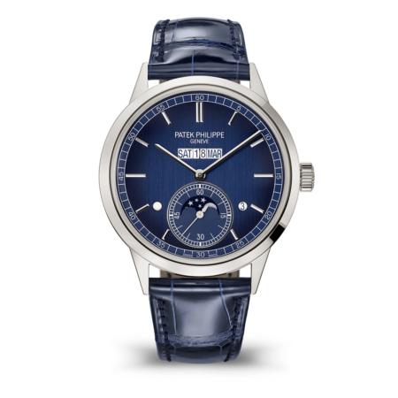 High Quality Replica Patek Philippe Female 39MM grand complications 5236P-001 Blue, black-gradient dial Alligator leather with square scales, hand-stitched, shiny navy blue. Fold-over clasp