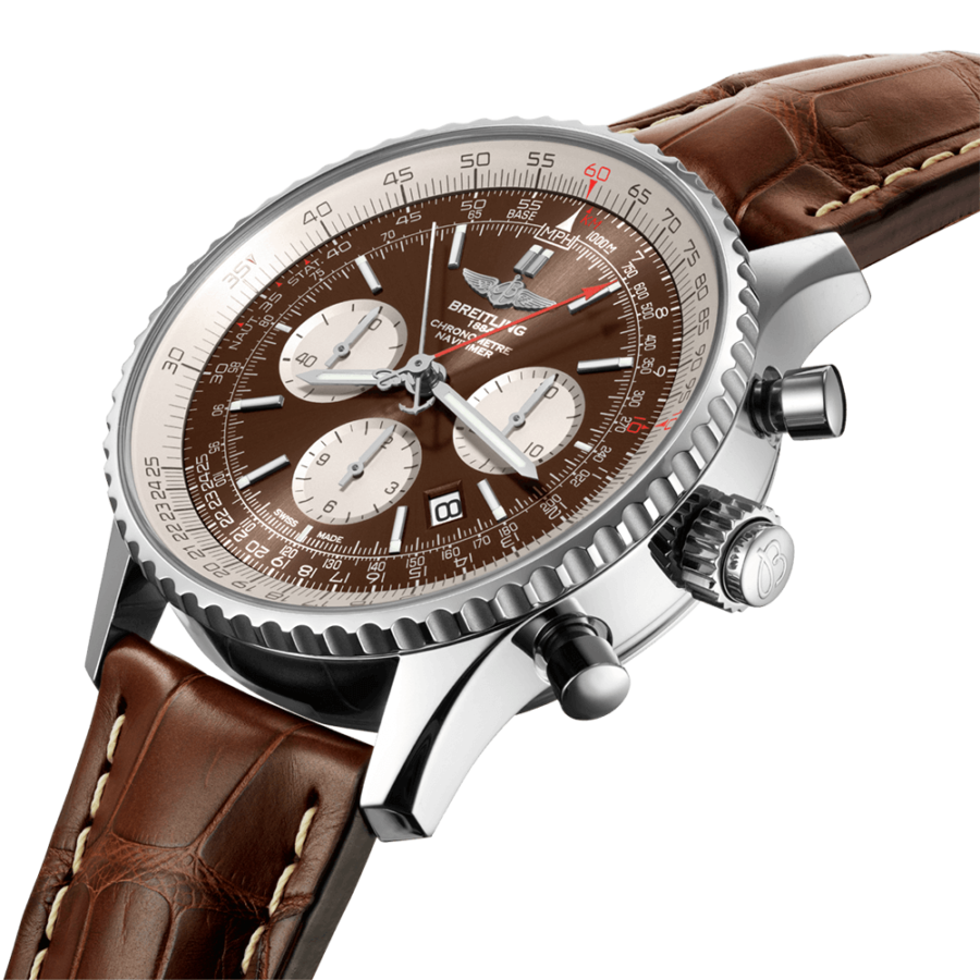 High Quality Replica Breitling male 45MM Navitimer AB0310211Q1P2 brown Dial Alligator leather