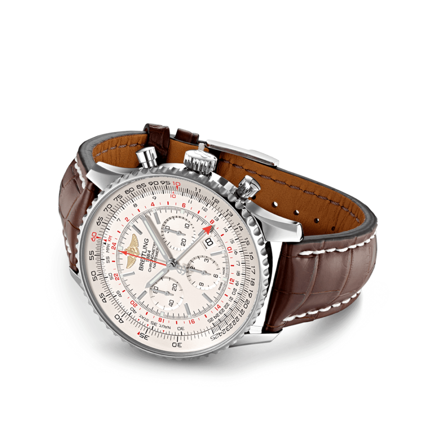High Quality Replica Breitling male 48MM Navitimer AB0441211G1P1 Pearl White Dial Alligator leather