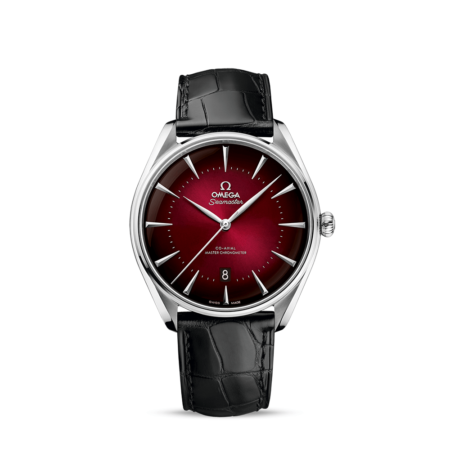 High Quality Omega Replica Female 39.5MM Seamaster 300 8800 Red Dial Leather strap