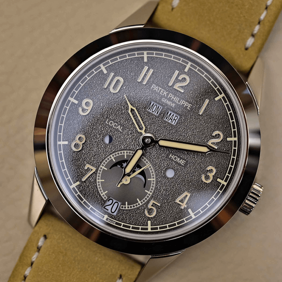 High Quality Replica patek philippe male 41mm COMPLICATIONS 5326G-001 charcoal gray dial,Calfskin strap