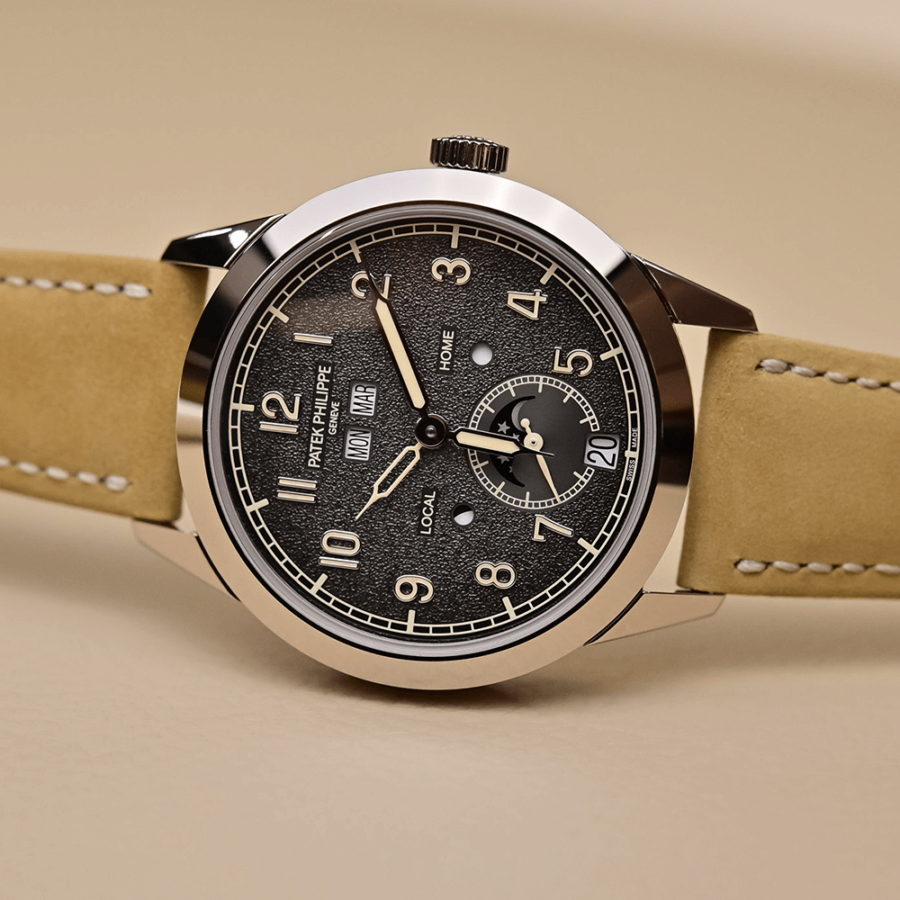 High Quality Replica patek philippe male 41mm COMPLICATIONS 5326G-001 charcoal gray dial,Calfskin strap