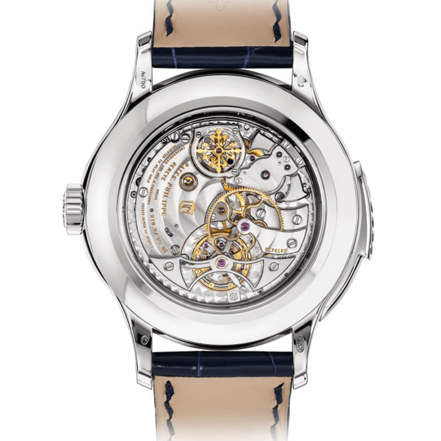 High Quality Replica Patek Philippe male 41MM Tourbillon 5207G-001 White Gold Dial Alligator leather with square scales, hand-stitched, shiny black. Fold-over clasp