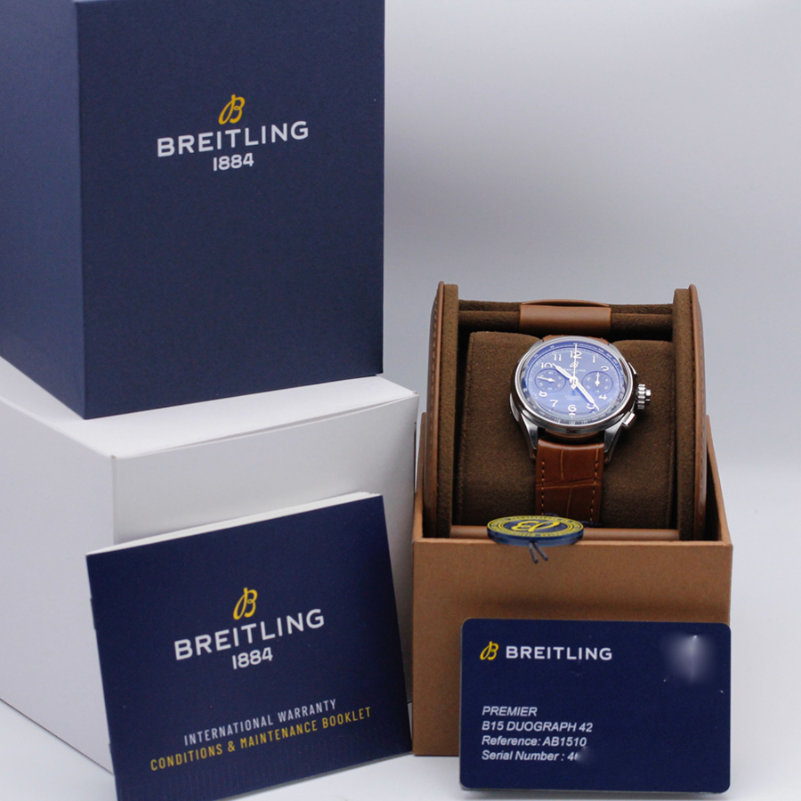 High Quality Replica Breitling male 42MM Premier AB1510171C1P1 Blue Dial Alligator leather Strap