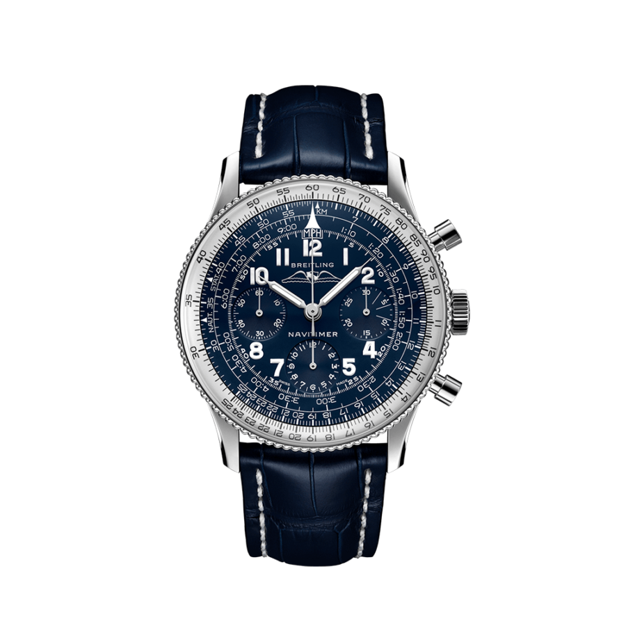 High Quality Replica Breitling male 41MM Navitimer LB0910211C1P1 blue Dial Alligator leather