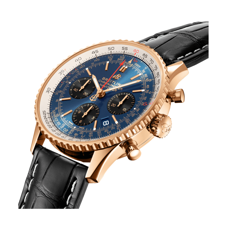 High Quality Replica Breitling male 41MM Navitimer RB0121211C1P1 blue Dial Alligator leather
