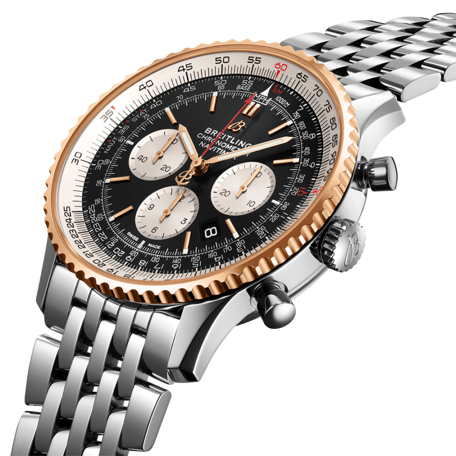 High Quality Replica Breitling male 46MM Navitimer UB0127211B1A1 Black Dial Stainless steel