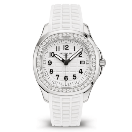 High Quality Replica Patek Philippe Female 38.8MM Aquanaut 5267-200A-010 Matte white, embossed with Aquanaut pattern Dial Composite material strap