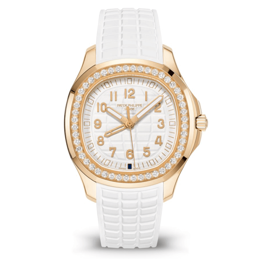 High Quality Replica Patek Philippe Female 38.8MM Aquanaut 5269-200R-001 Matte white, embossed with Aquanaut pattern Dial Composite material strap