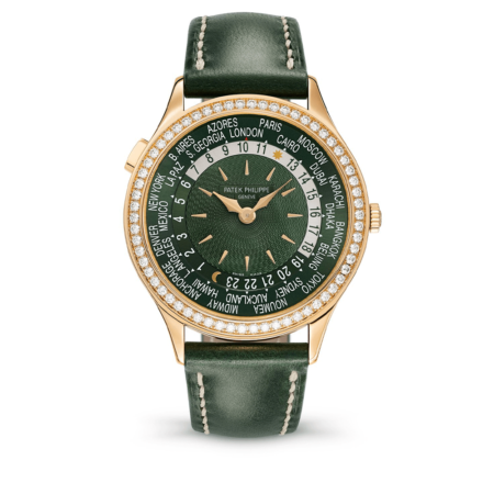 High Quality Replica Patek Philippe Female 36MM Moonphase 7130R-014 Olive green Dial Calfskin, hand-stitched, shiny olive green. Prong buckle