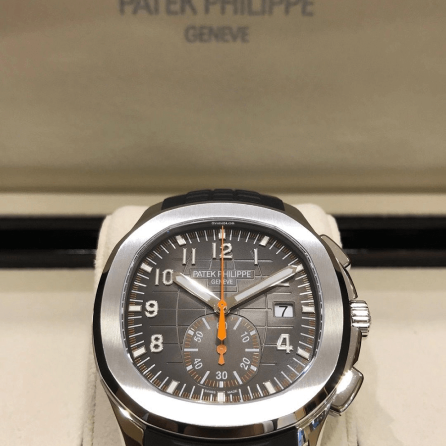 High Quality Replica Patek Philippe male 42.2MM Aquanaut 5968A-001 Black embossed Dial Composite material strap