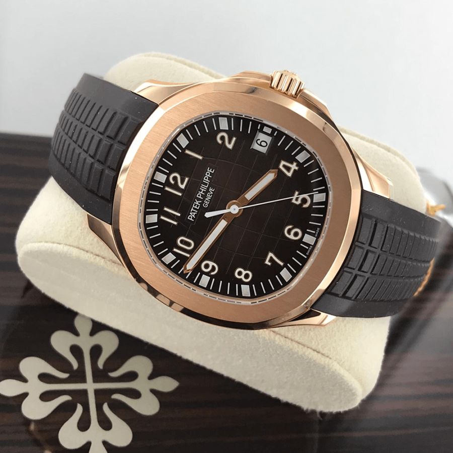 High Quality Replica Patek Philippe male 40.8MM Aquanaut 5167R-001 Brown embossed Dial Chocolate brown composite strap