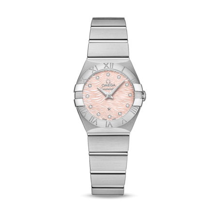High Quality omega Replica female 24MM CONSTELLATION 1376,Pink dial,Steel strap