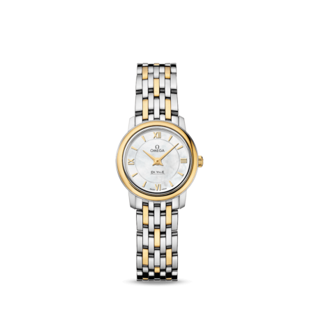 High Quality Omega Replica Female 24.4MM De Ville 1376 White Dial Steel‑yellow gold strap